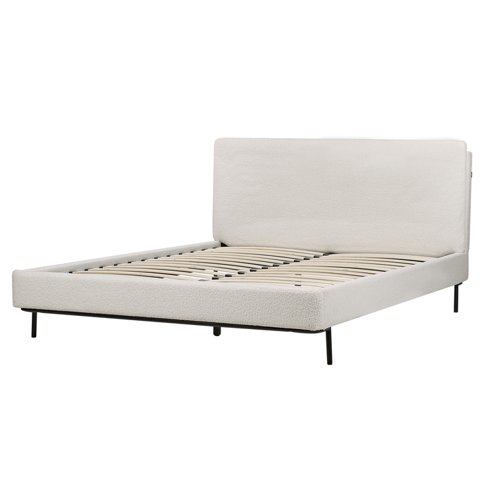 Beliani-CORIO-Tweepersoonsbed-Gebroken wit-160 x 200 cm-Bouclé