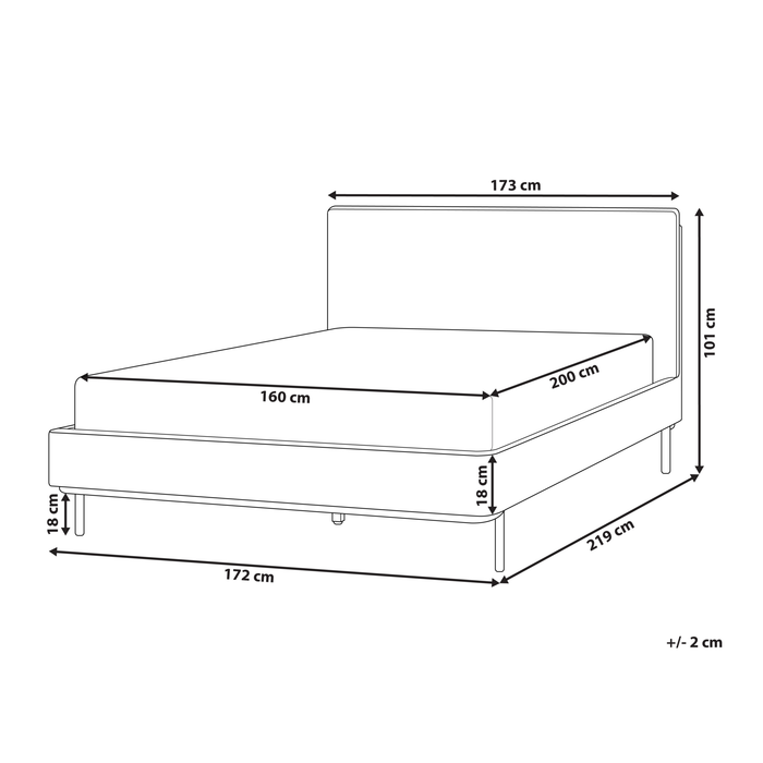 Beliani-CORIO-Tweepersoonsbed-Gebroken wit-160 x 200 cm-Bouclé