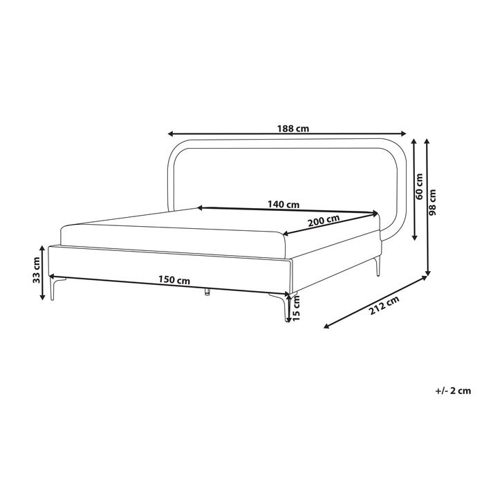 Beliani - SUZETTE - Tweepersoonsbed - Taupe - 140 x 200 cm - Polyester