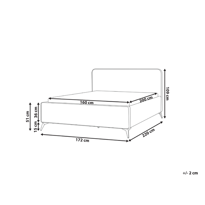 Beliani - VALOGNES - Bed - Gebroken wit - 160 x 200 cm - Bouclé