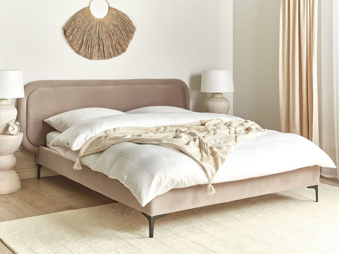 Beliani - SUZETTE - Tweepersoonsbed - Taupe - 160 x 200 cm - Polyester