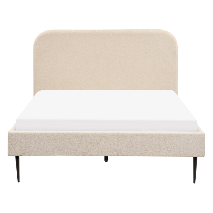 Beliani-FLAYAT -Tweepersoonsbed-Lichtbeige-140 x 200 cm-Bouclé