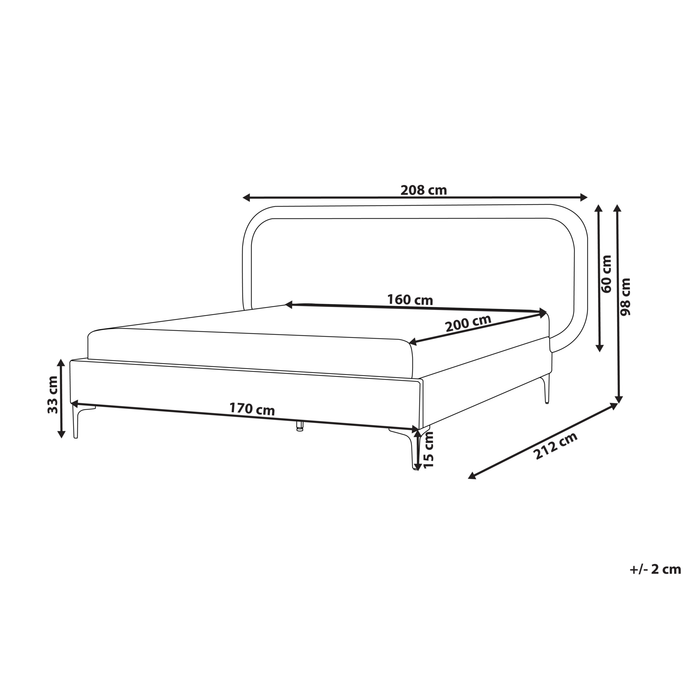 Beliani - SUZETTE - Tweepersoonsbed - Taupe - 160 x 200 cm - Polyester