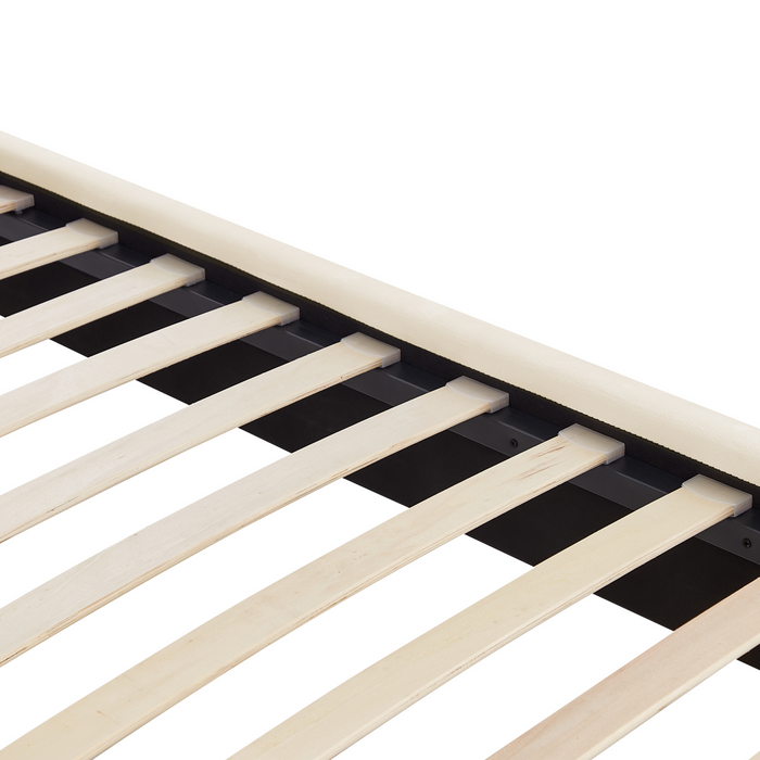 Beliani-LUNAN-Tweepersoonsbed-Lichtbeige-160 x 200 cm-Fluweel