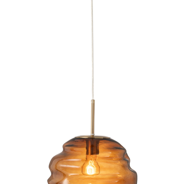 J-Line - Hanglamp Glas Bruin - 30x30x34cm