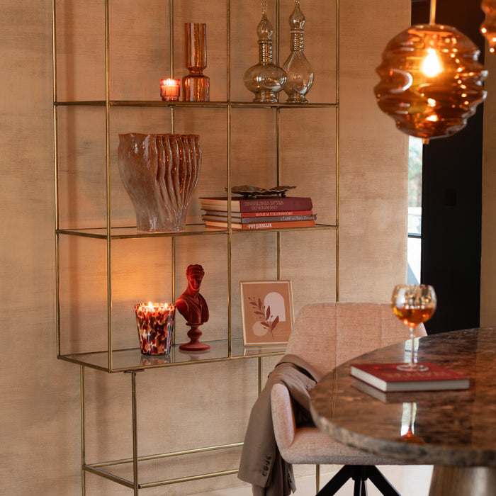 J-Line - Hanglamp Glas Bruin - 30x30x34cm