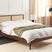 Beliani-MONPAZIER -Tweepersoonsbed-Donkerhout-180 x 200 cm-Rotan
