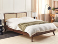Beliani-MONPAZIER -Tweepersoonsbed-Donkerhout-180 x 200 cm-Rotan