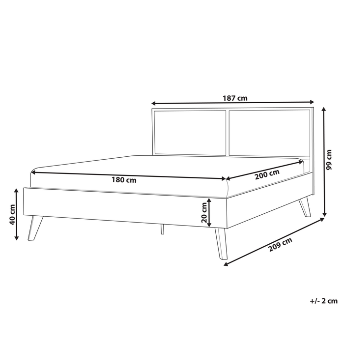 Beliani-MONPAZIER -Tweepersoonsbed-Donkerhout-180 x 200 cm-Rotan