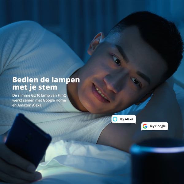 FlinQ Led Lamp Smart GU10 4.7 Watt RGB + Wit Alexa & Google Assistant