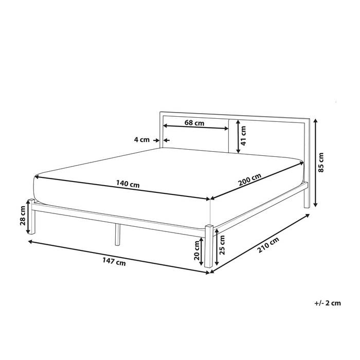 Beliani-CLAMART-Tweepersoonsbed-Lichtbeige-140 x 200 cm-Metaal