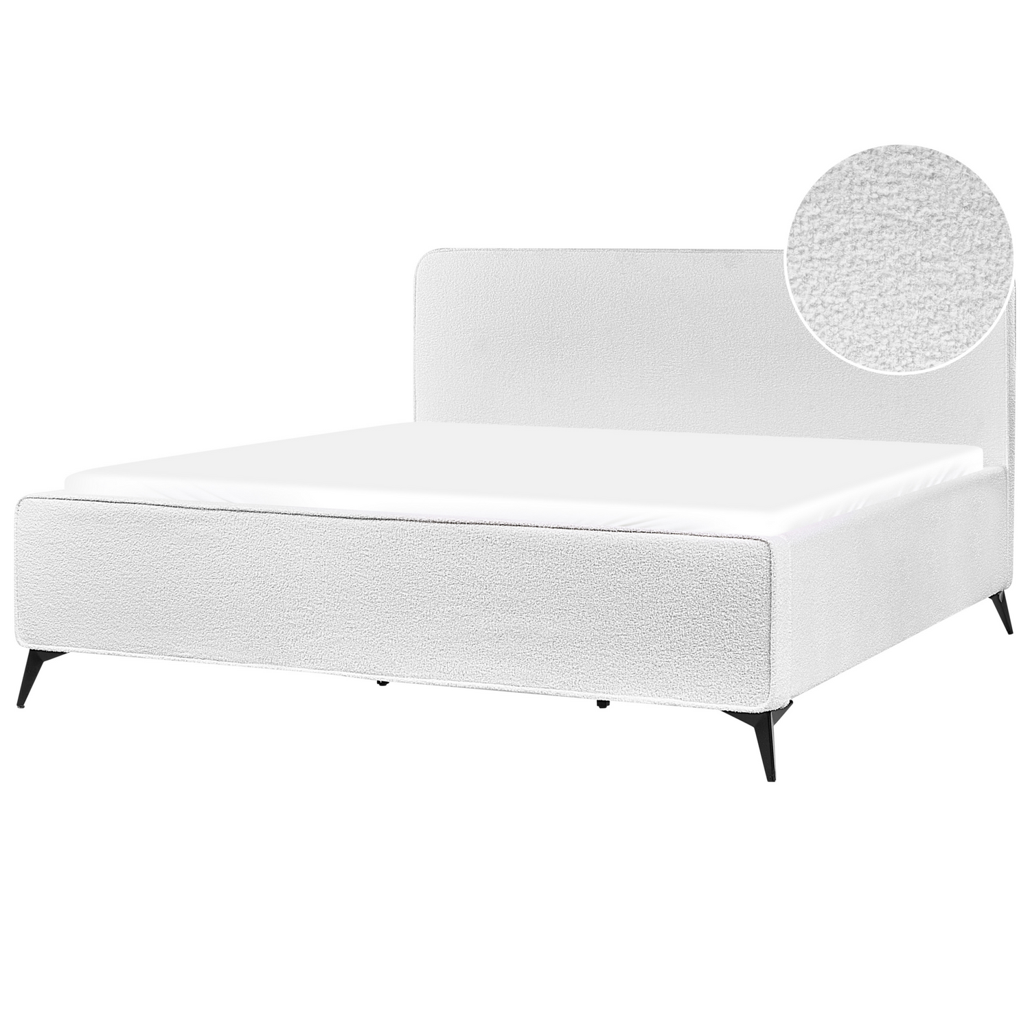Beliani - VALOGNES - Bed - Gebroken wit - 180 x 200 cm - Bouclé