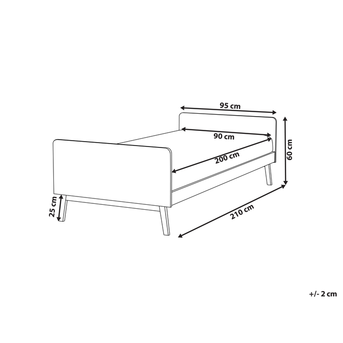 Beliani - BONNAC - Eenpersoonsbed - Grijs - 90 x 200 cm - Dennenhout