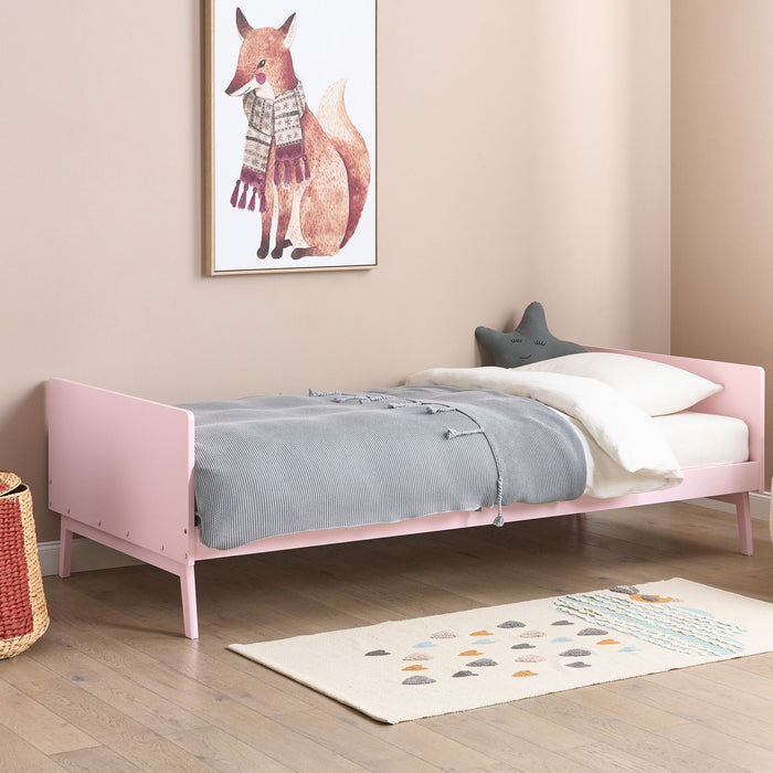 Beliani-BONNAC-Eenpersoonsbed-Pastelroze-90 x 200 cm-Dennenhout