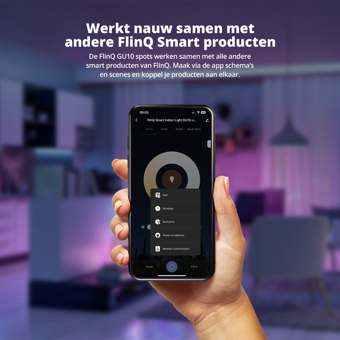 FlinQ Led Lamp Smart GU10 4.7 Watt RGB + Wit Alexa & Google Assistant