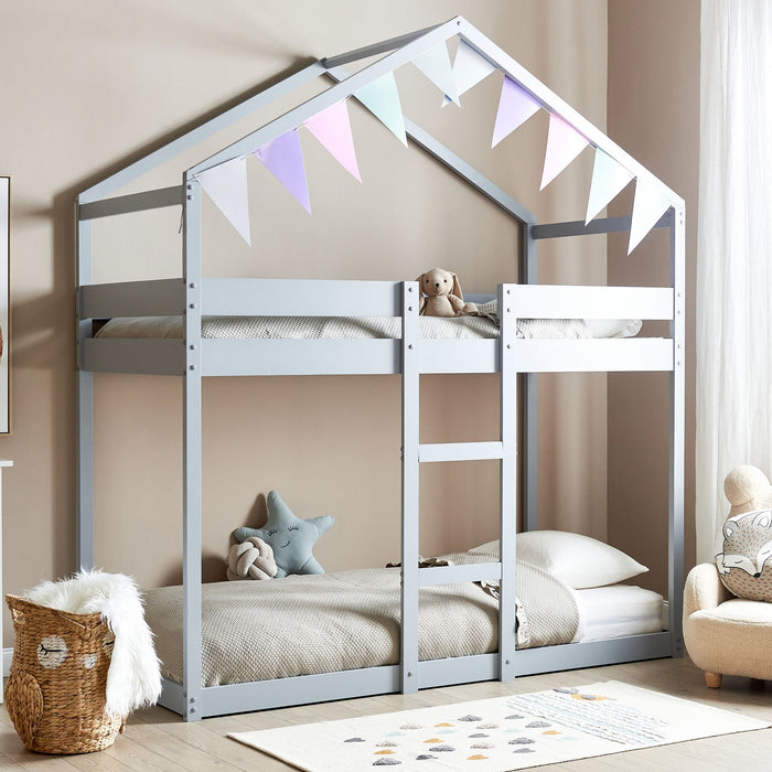 Beliani - LABATUT - Stapelbed - Grijs - 90 x 200 cm - Dennenhout