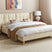 Beliani-SENLIS -Tweepersoonsbed-Lichtbeige-160 x 200 cm-Fluweel