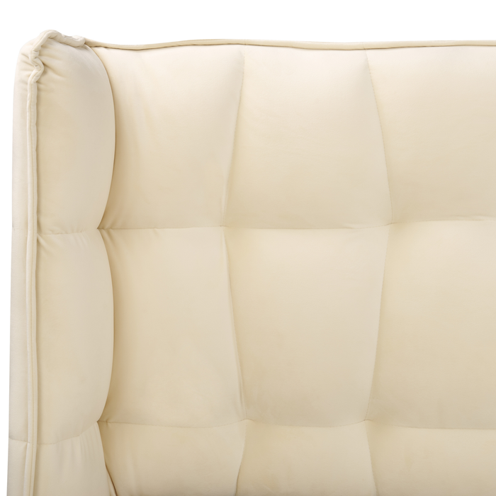 Beliani-SENLIS -Tweepersoonsbed-Lichtbeige-180 x 200 cm-Fluweel