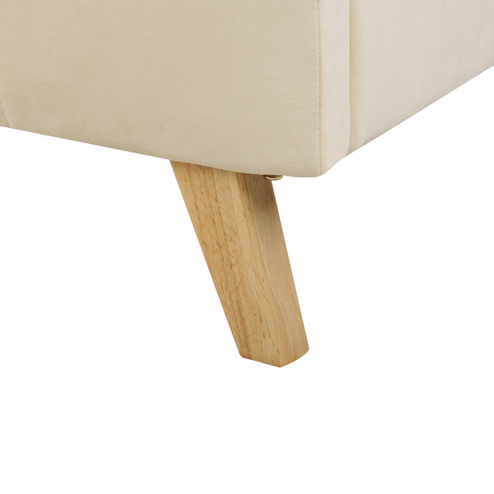 Beliani-SENLIS -Tweepersoonsbed-Lichtbeige-180 x 200 cm-Fluweel