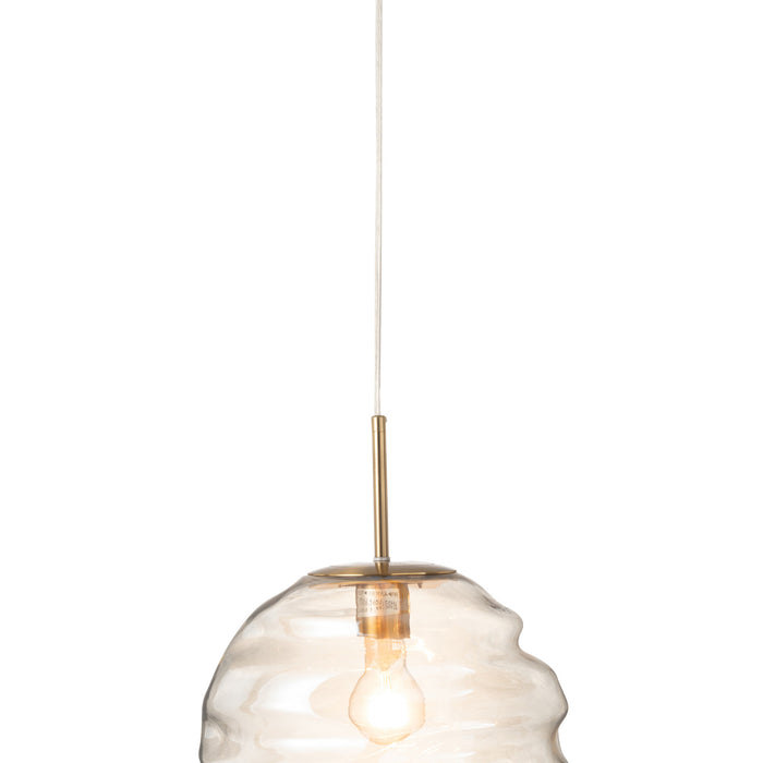 J-Line - Hanglamp Glas Licht Cognac - 30x30x34cm