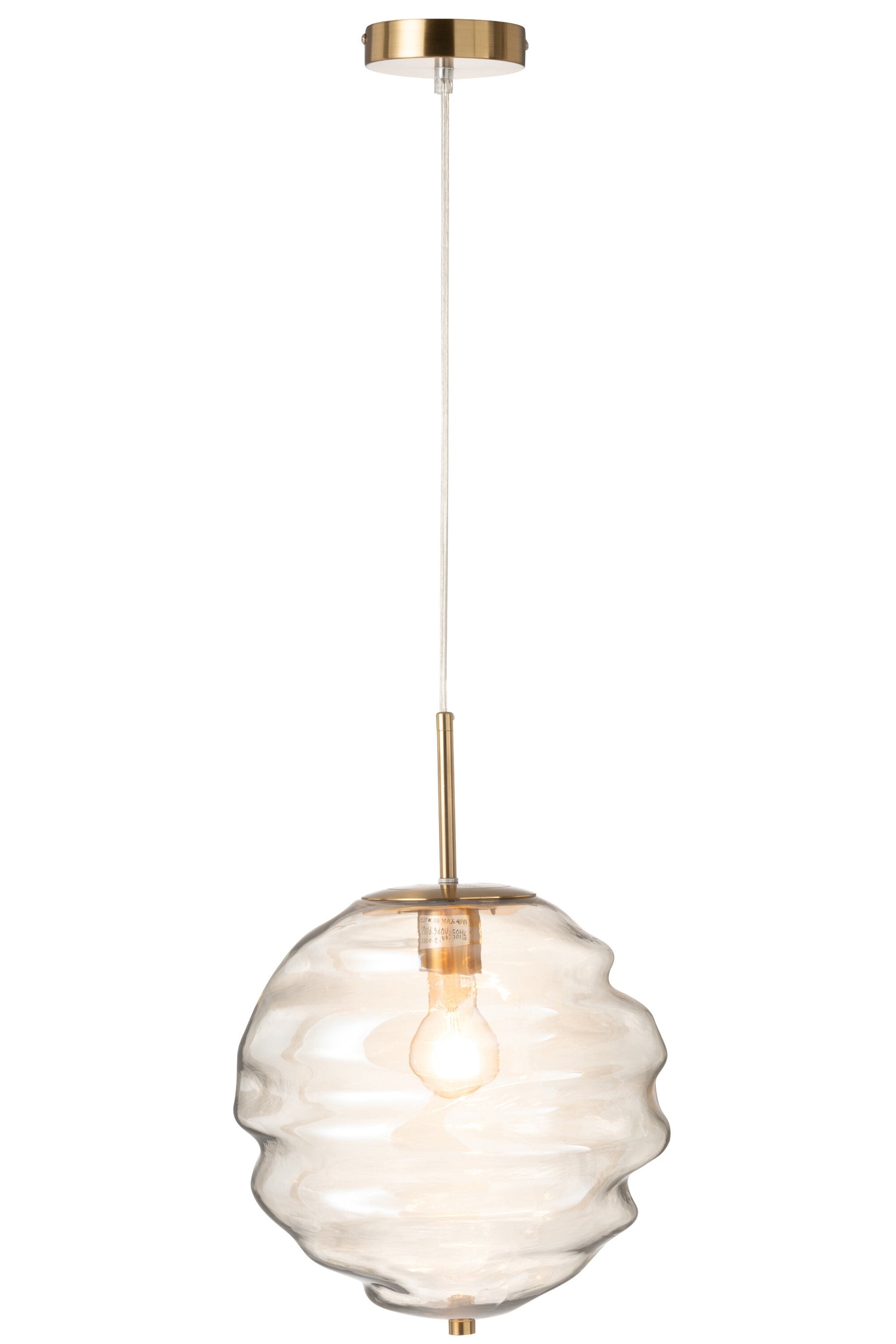 J-Line - Hanglamp Glas Licht Cognac - 30x30x34cm