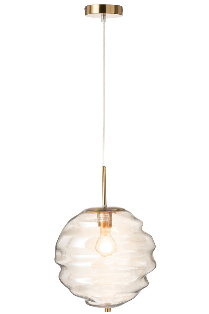J-Line - Hanglamp Glas Licht Cognac - 30x30x34cm