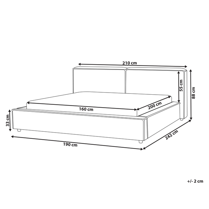 Beliani - LINARDS - Tweepersoonsbed - Bruin - 160 x 200 cm - Bouclé