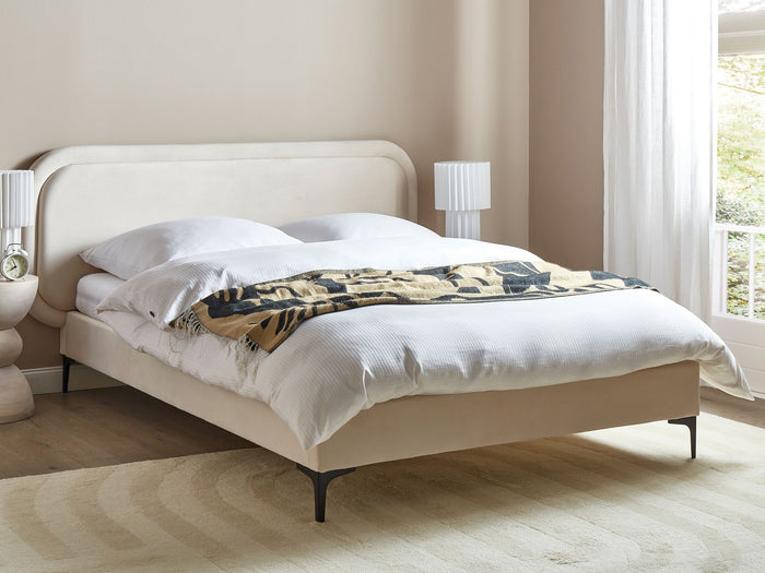 Beliani-SUZETTE-Tweepersoonsbed-Lichtbeige-180 x 200 cm-Polyester