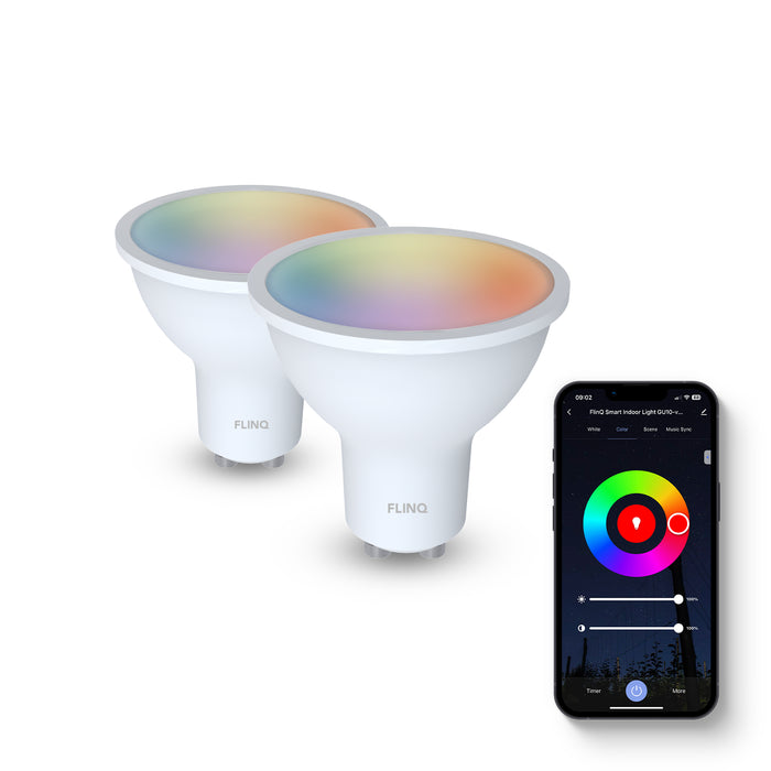 FlinQ Led Lamp Smart GU10 4.7 Watt RGB + Wit Alexa & Google Assistant