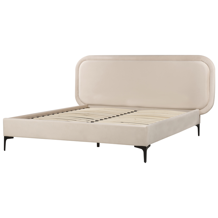 Beliani-SUZETTE-Tweepersoonsbed-Lichtbeige-180 x 200 cm-Polyester