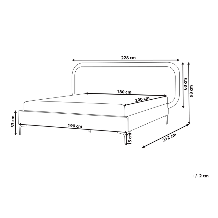 Beliani-SUZETTE-Tweepersoonsbed-Lichtbeige-180 x 200 cm-Polyester