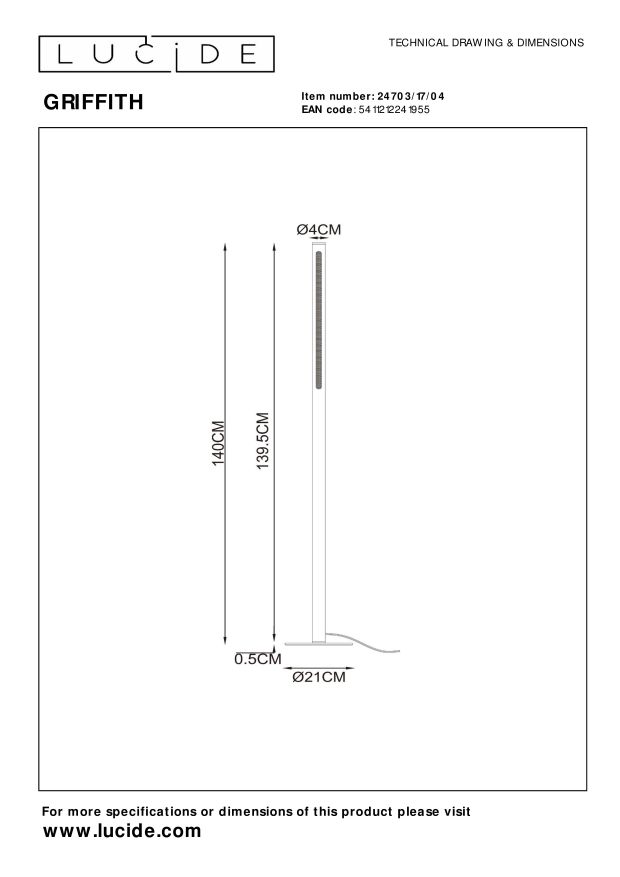 Lucide Premium GRIFFITH Vloerlamp - Brons