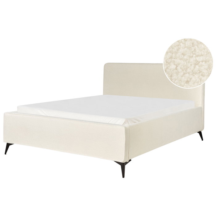 Beliani-VALOGNES-Tweepersoonsbed-Off-white-160 x 200 cm-Bouclé