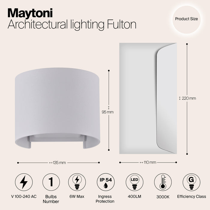 Maytoni Outdoor - Architecturale verlichting Fulton - Wit