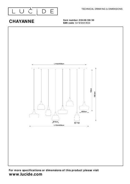 Lucide CHAYANNE Hanglamp - Zwart