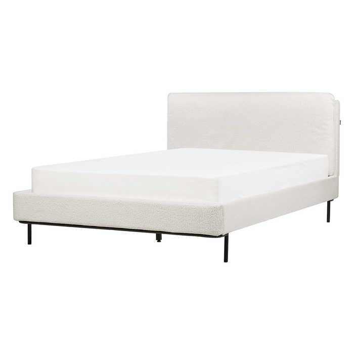 Beliani-CORIO-Tweepersoonsbed-Gebroken wit-140 x 200 cm-Bouclé