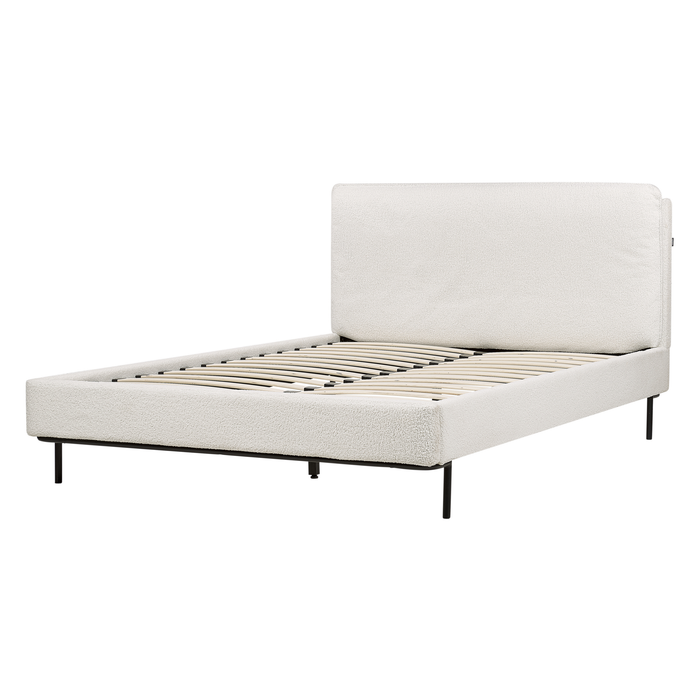 Beliani-CORIO-Tweepersoonsbed-Gebroken wit-140 x 200 cm-Bouclé