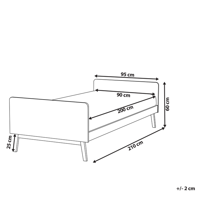 Beliani-BONNAC-Eenpersoonsbed-Pastelroze-90 x 200 cm-Dennenhout