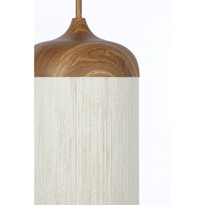 Light&living Hanglamp Ø27,5x52 cm DANIA hout print naturel+touw crème
