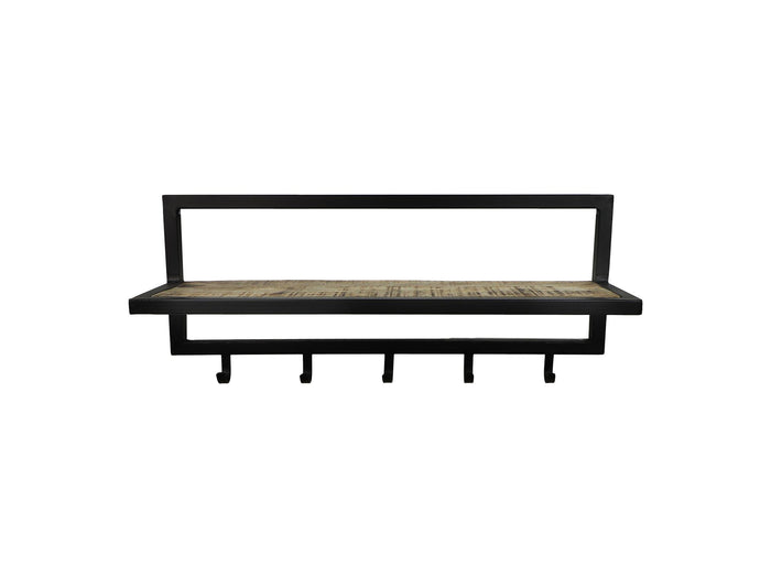 Kapstok - 66x17x28 - Naturel|zwart - Mangohout|metaal