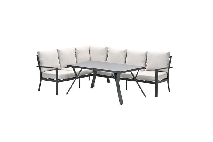 Sergio lounge-diningset - 3-delig - links - carbon black - desert sand
