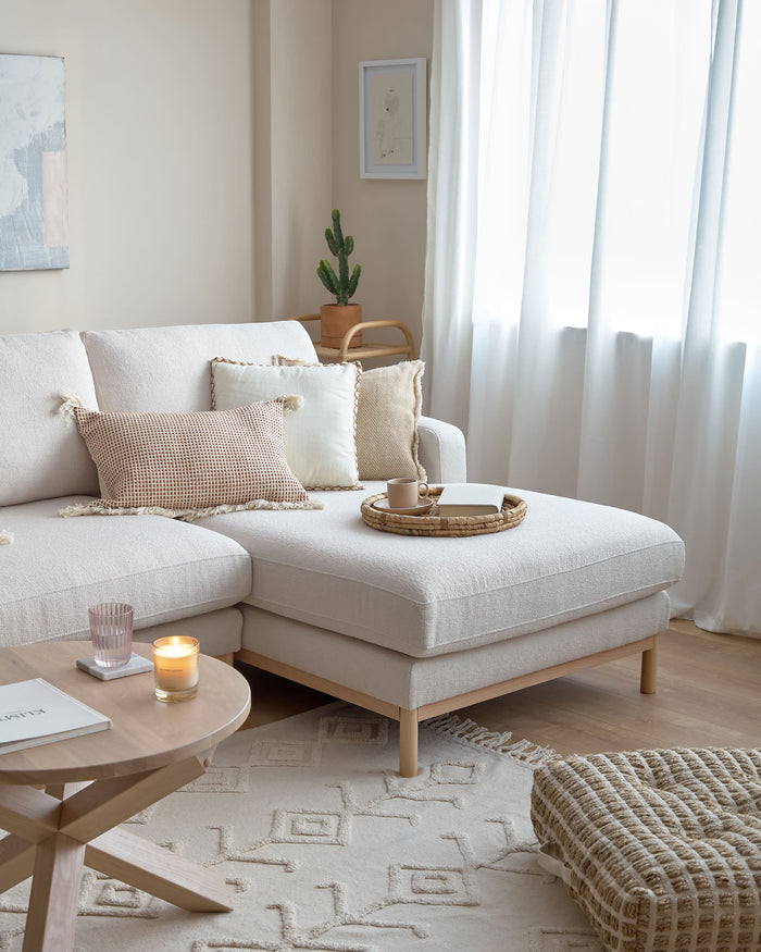 Kave Home Mihaela 3-Zitsbank Chaise Longue Rechts - Wit