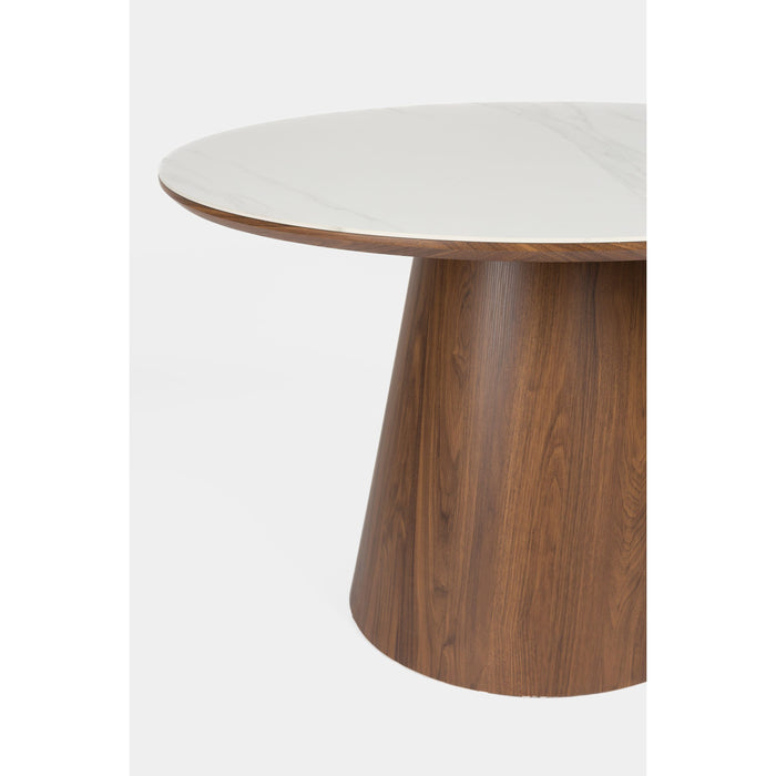 Housecraft Living Almira Eettafel Rond 115 cm Hout Wit| Bruin donker