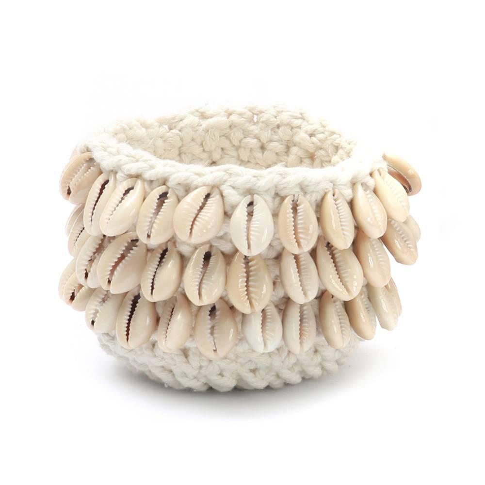 Bazar Bizar - De Cowrie Macramé Kaarshouder - Naturel - S