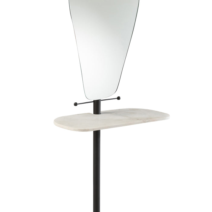 J-Line spiegel + muurplank Marmer - ijzer|glas - wit|zwart - 185 cm hoog