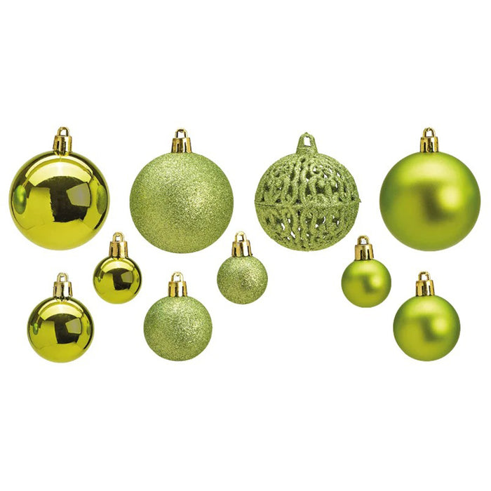 Bellatio decorations Kerstballen - 100x - lime groen - kunststof