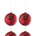 J-Line kerstbal Bloem - glas - rood - small - doos van 4