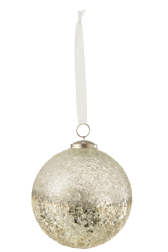 J-Line kerstbal Gebroken - glas - zilver - large - 6 stuks