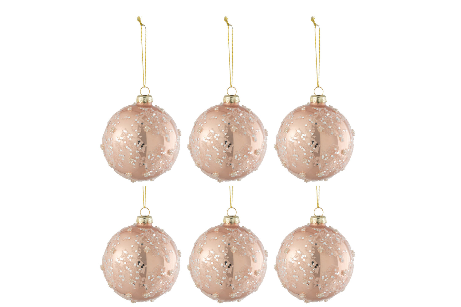 J-Line kerstbal Suiker|Zilver Glitter - glas - mat|blinkend