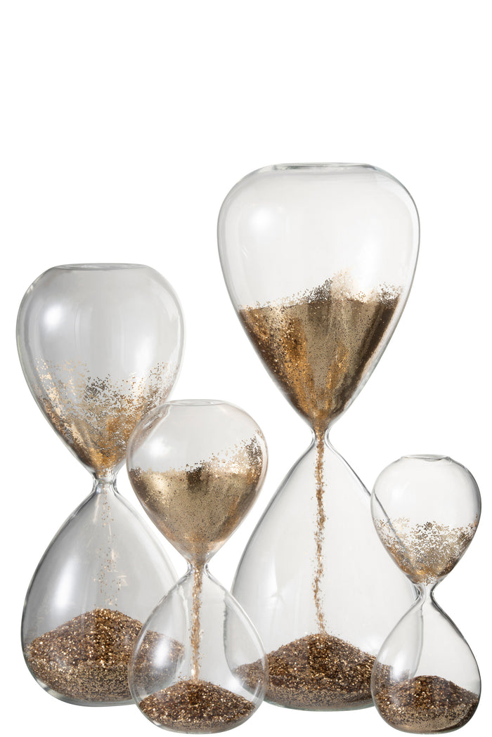 J-Line kerstbal Lijnen Pailletten - glas - bruin - doos van 6